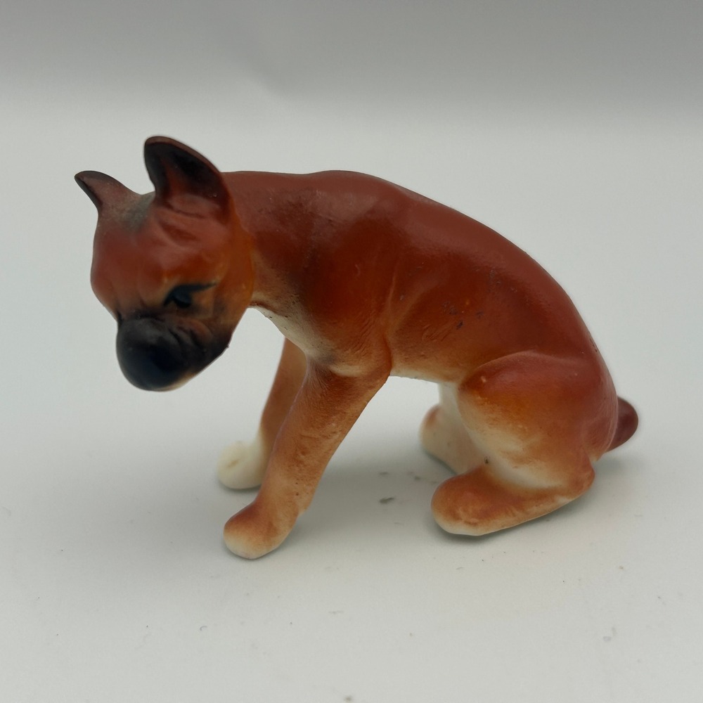 Vintage Boxer Dog Figurine Bone China Japan Miniature Mask Mini Stocking Stuffer